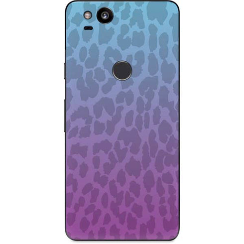 Cheetah Print Purple and Blue Google Pixel 2 Skin